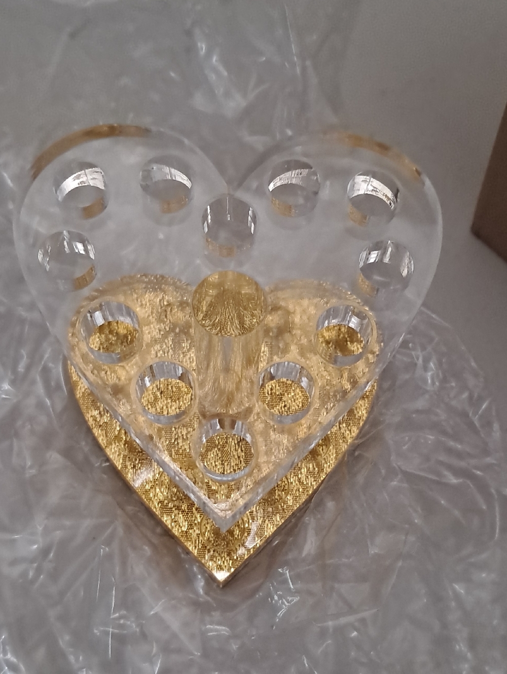 Heart-Shaped Acrylic & Gold Makeup Brush or Tool Holder